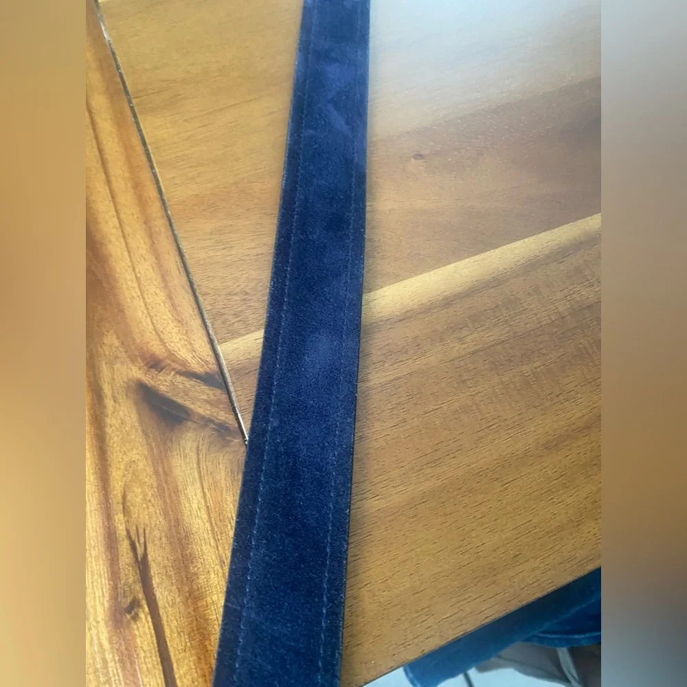 Salvatore Ferragamo Navy Blue Suede Belt Classic Design